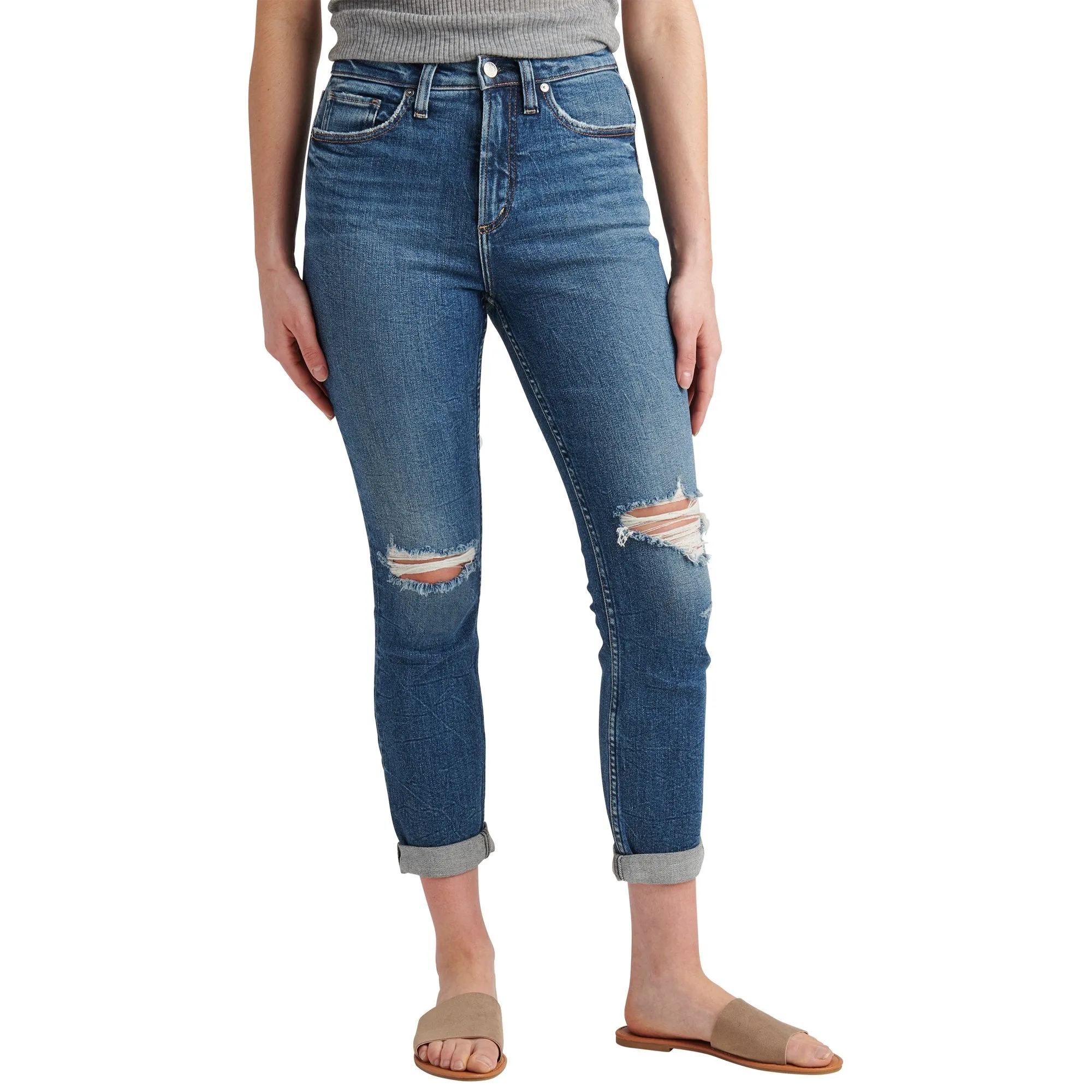 90's Hi Rise Boyfriend Jean - Silver