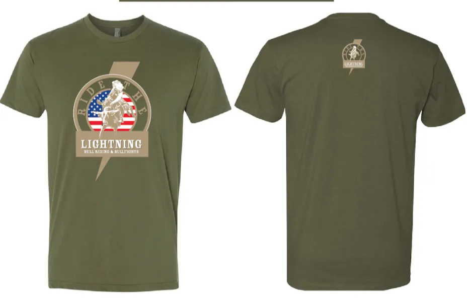 Absaroka Ride the Lighting Bull Rider Circle Green T-Shirt - Youth