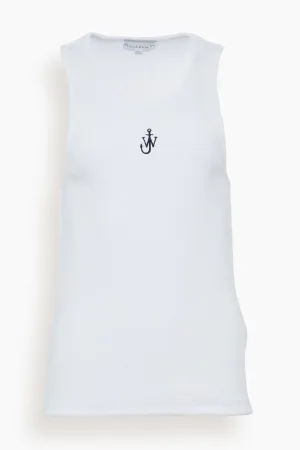 Anchor Embroidered Tank Top in White