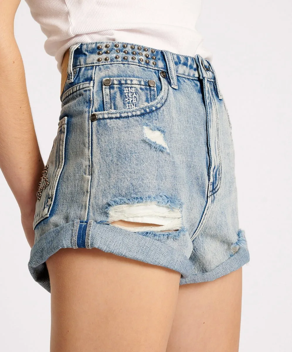 Bandits High Waist Denim Shorts Salty Dog