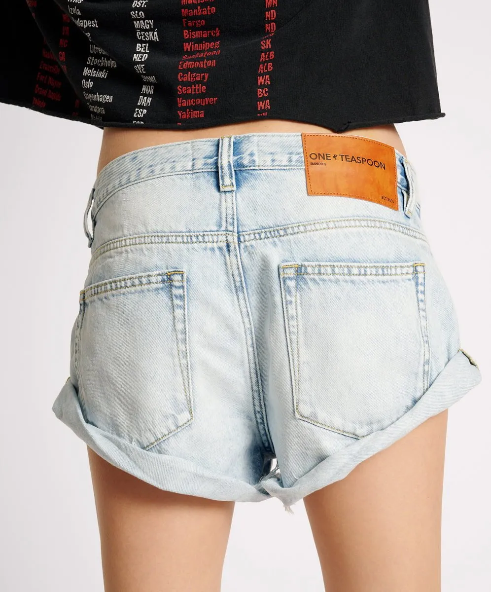 Bandits Low Waist Denim Shorts Depeche Blue