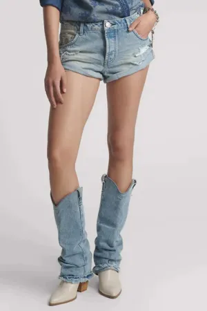 Bandits Low Waist Messed Up Denim Shorts - Salty Dog Blue