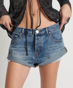 Blue Love Low Waist Bandit Denim Short - ONE TEASPOON