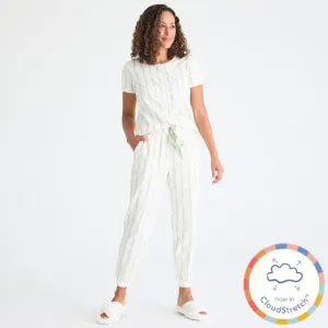 botanical stripe women's CloudStretch™ magnetic short sleeve jogger set