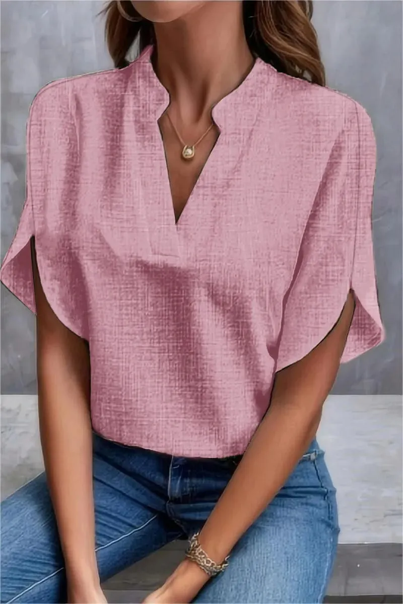 Breezy Linen V-Neck Top for Women