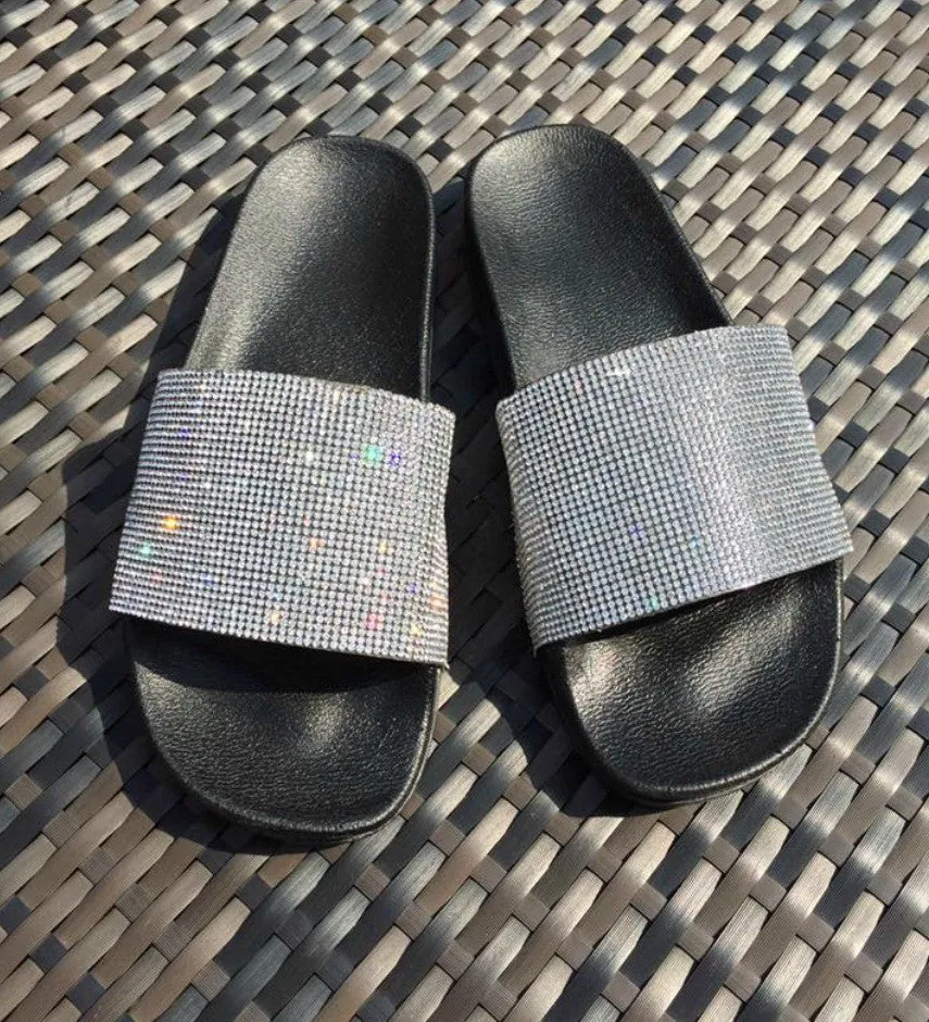 Dynasty Diamante Black Pool Sliders