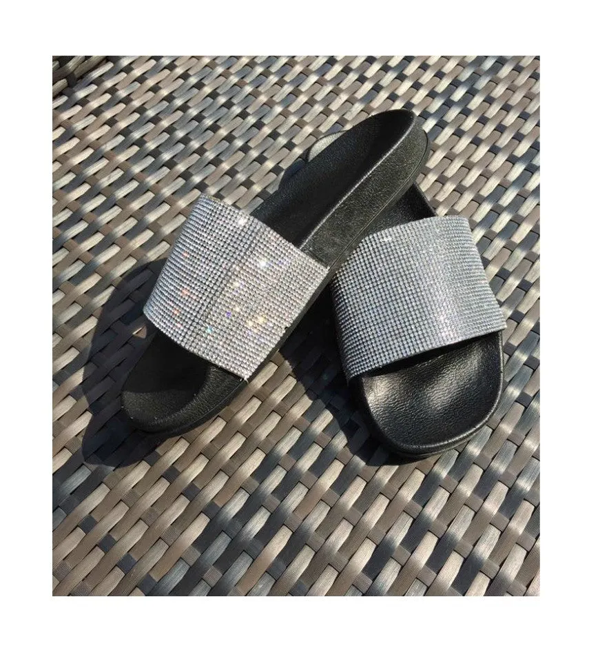 Dynasty Diamante Black Pool Sliders