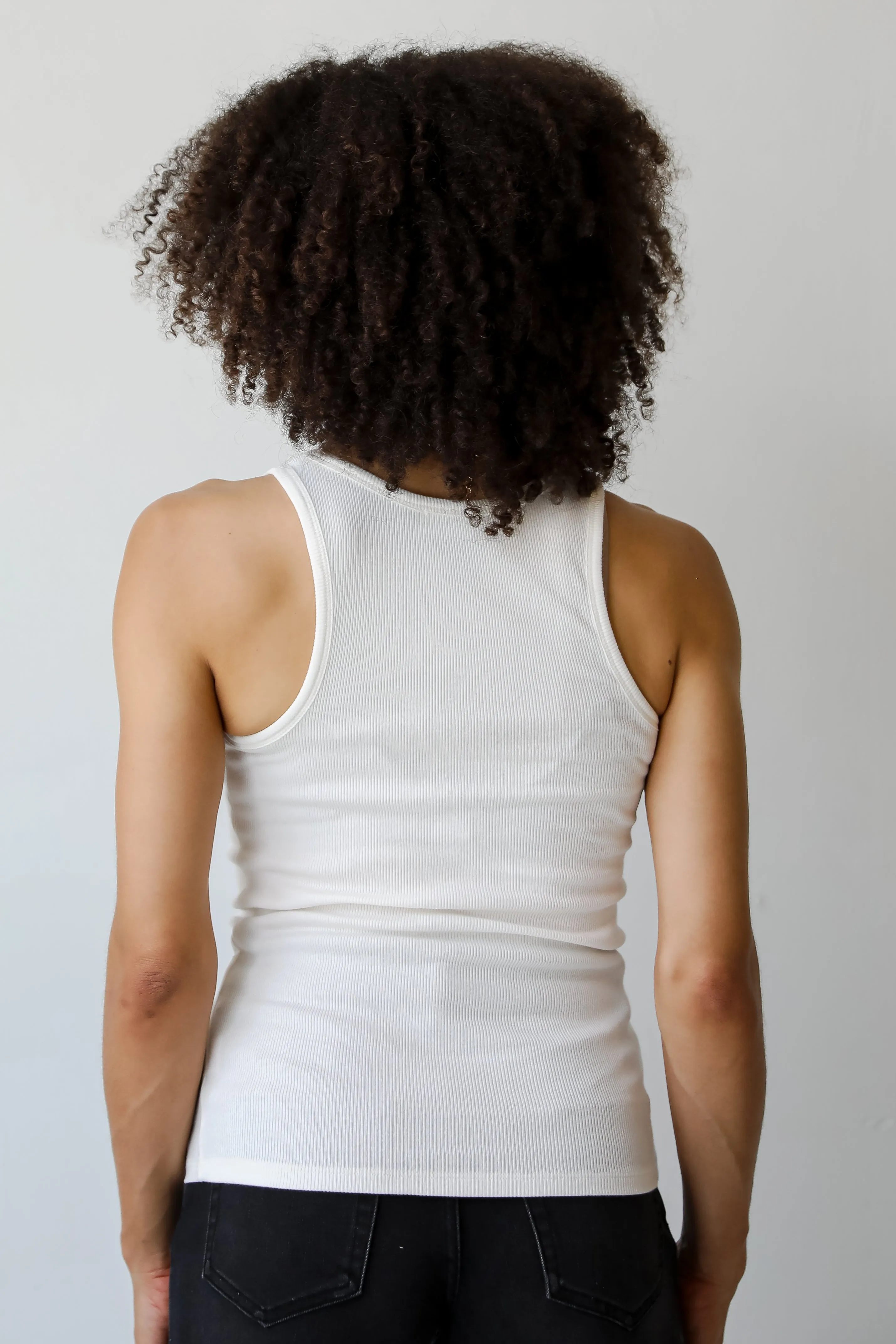 FINAL SALE - Elaine Everyday White Ribbed Tank - DU DEAL