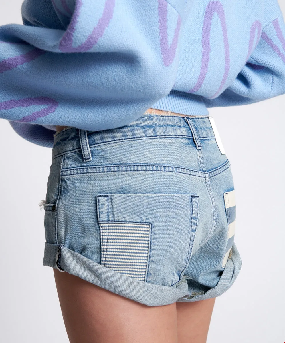Jailbird Bandit Low Waist Denim Shorts - One Teaspoon