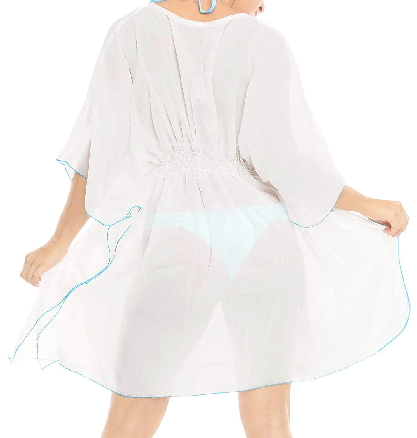 LA LEELA Coverup Beach Bikini wear Swimsuit Caftans Dress Women Embroidery
