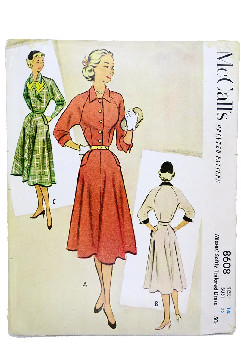 McCalls 8608 Vintage 1951 Dress Sewing Pattern