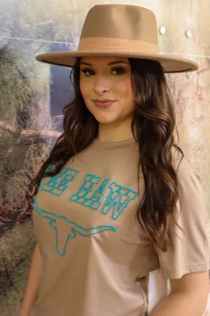 MER102 - YEE HAW! Longhorn Embroidered Tee