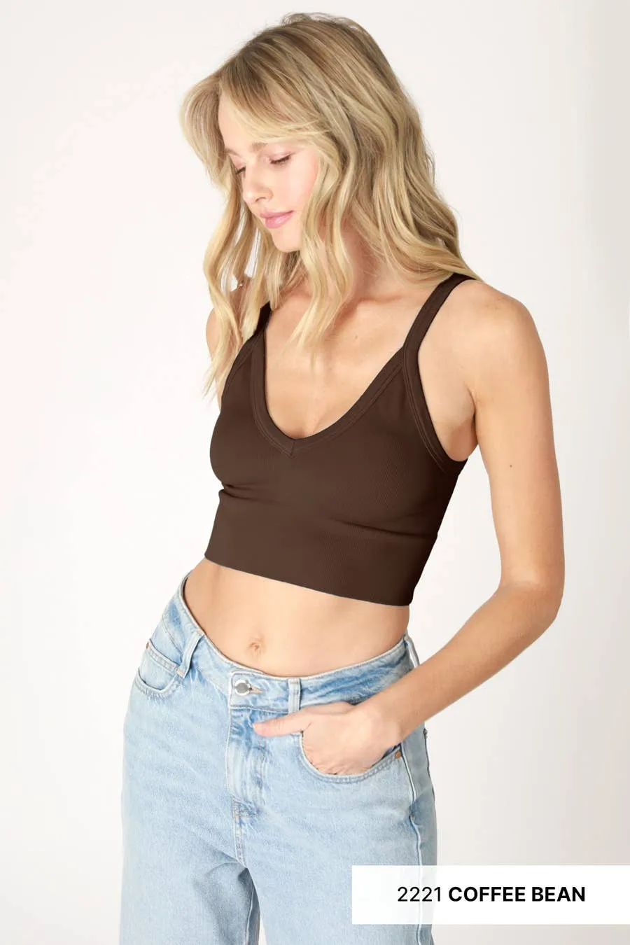 NIKIBIKI Ribbed V-Neck Bra Top Stellar