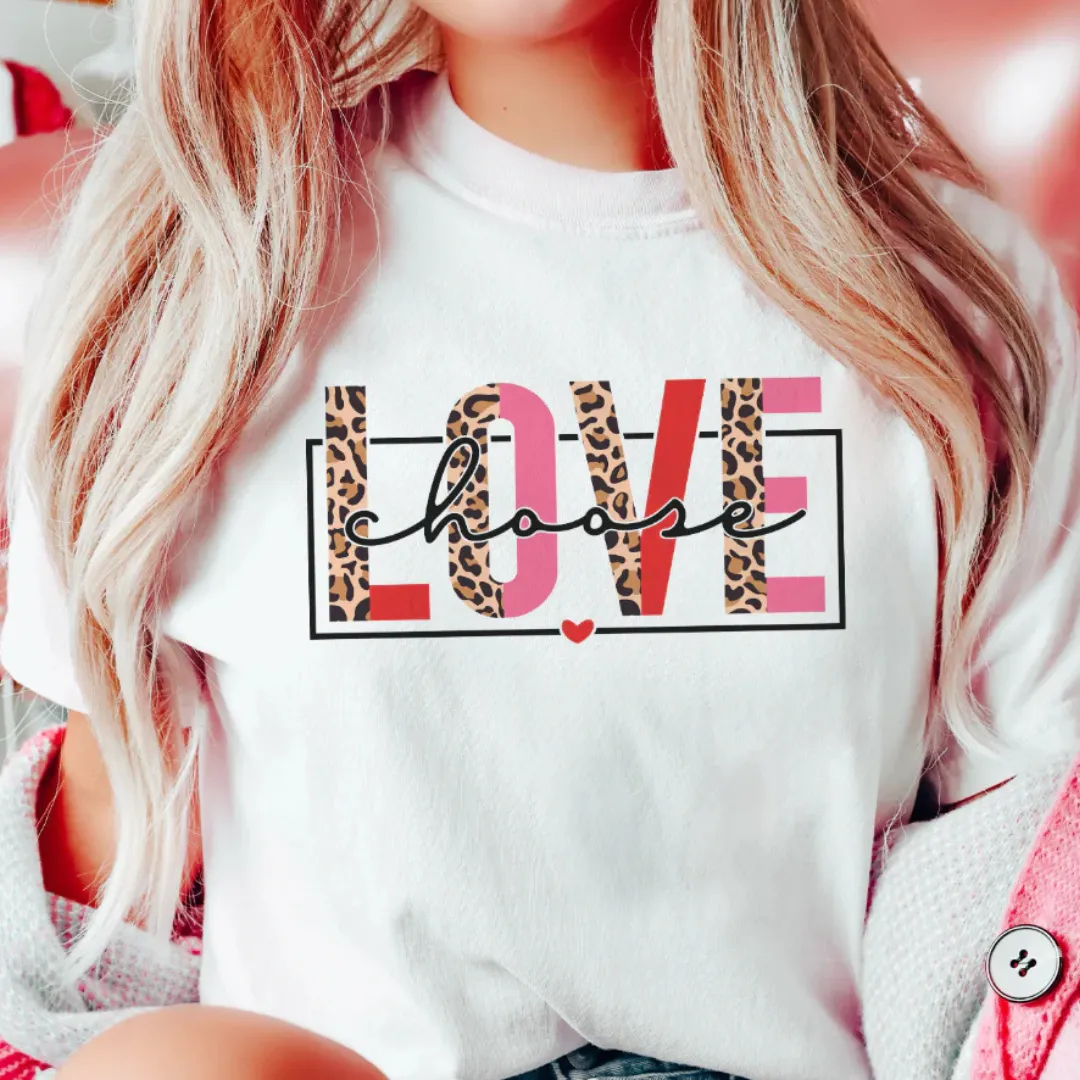 Online Exclusive | Choose Love Cheetah and Color Block Graphic Tee in White