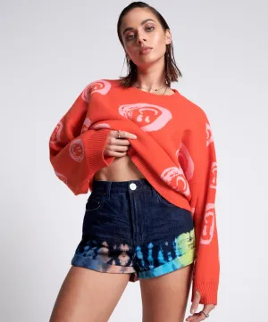 Paint Dipped Bandits High Waist Denim Shorts - ONE TEASPOON