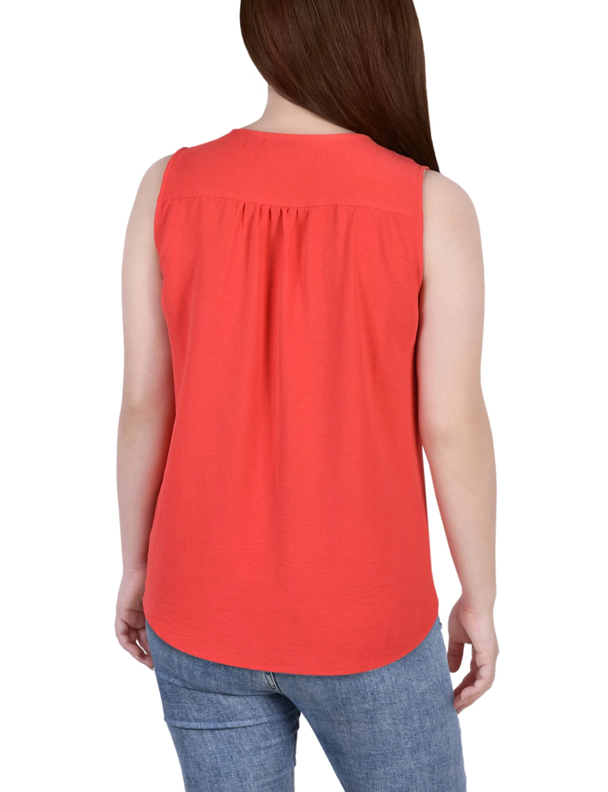 Petite Sleeveless Button Front Blouse
