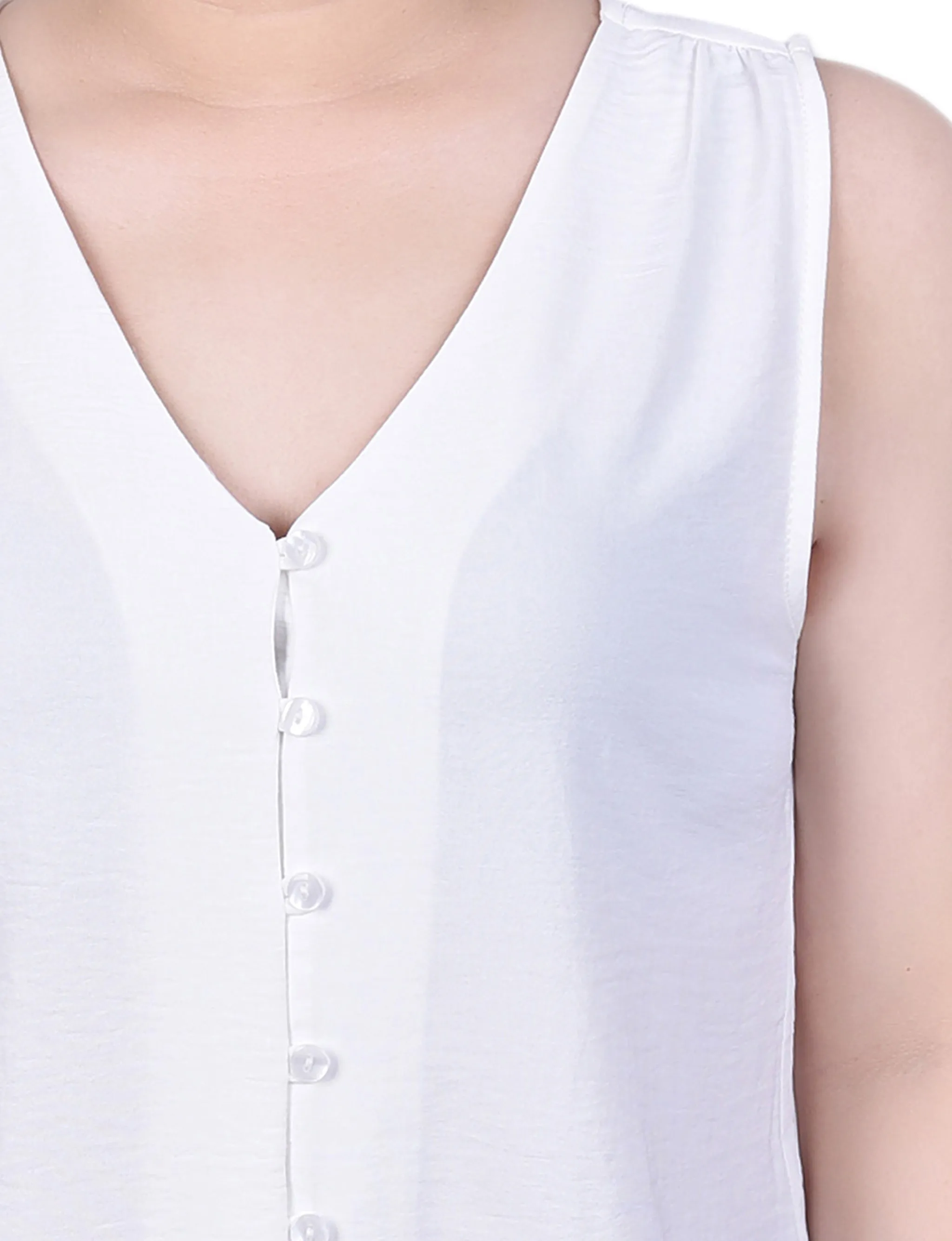 Petite Sleeveless Button Front Blouse