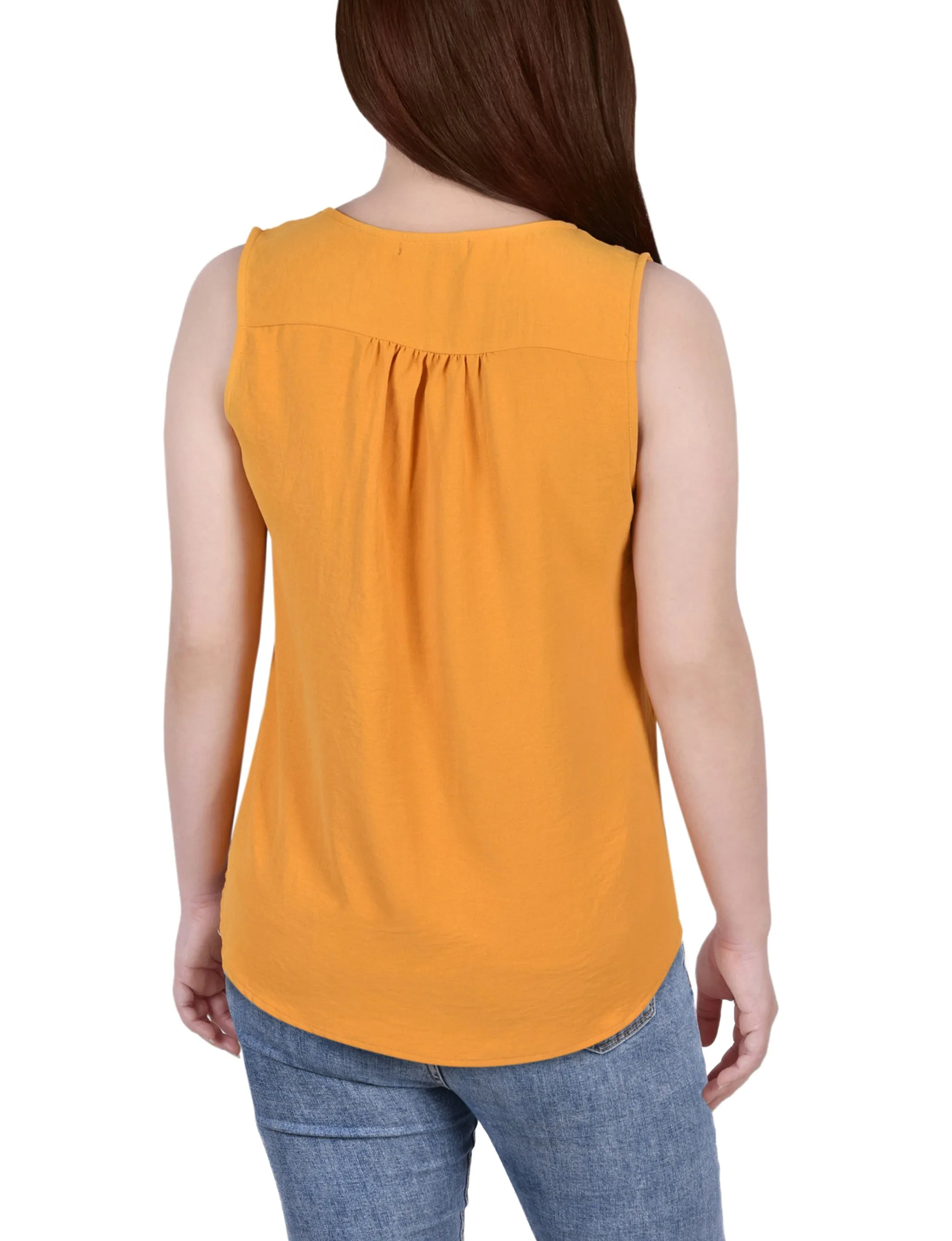Petite Sleeveless Button Front Blouse