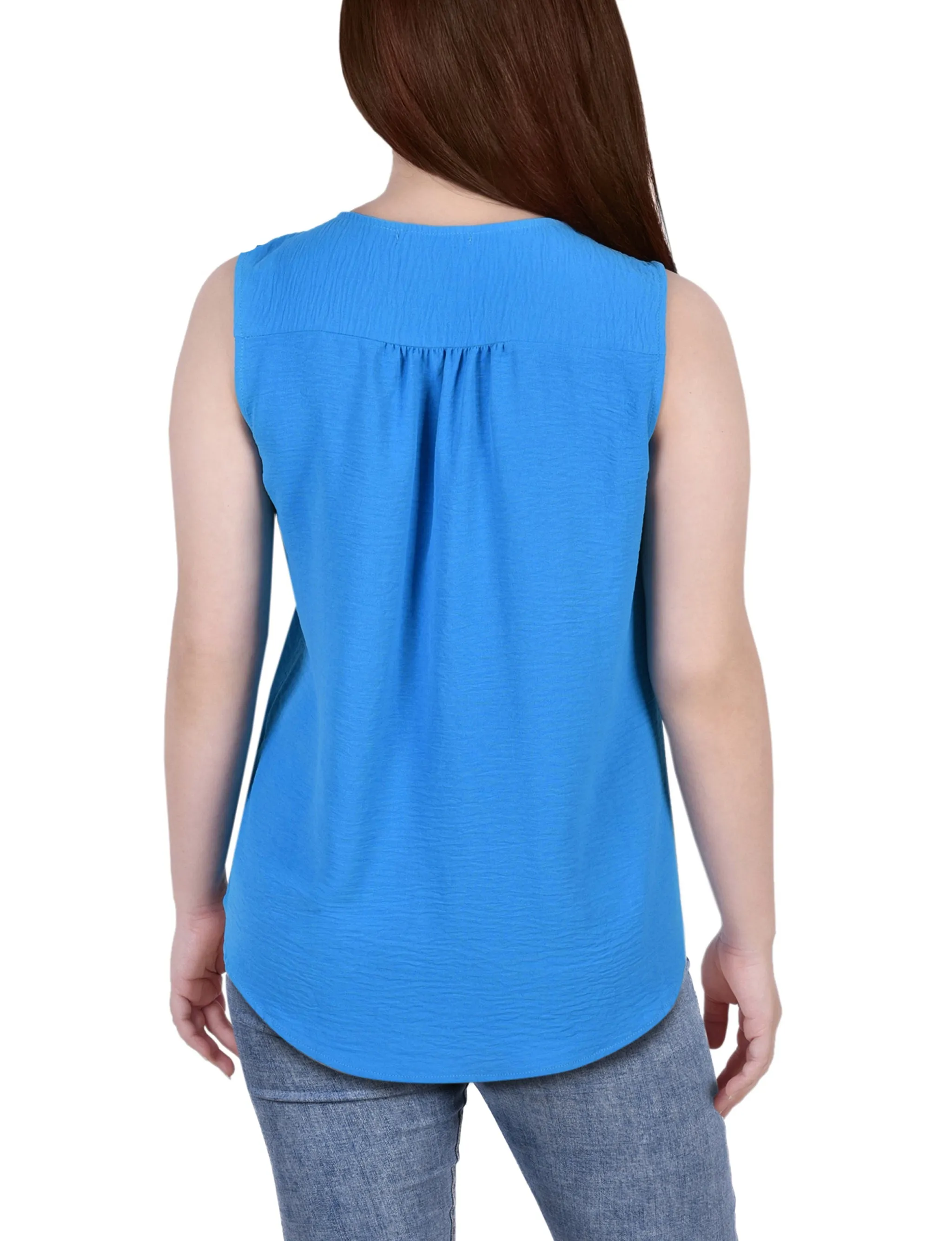Petite Sleeveless Button Front Blouse