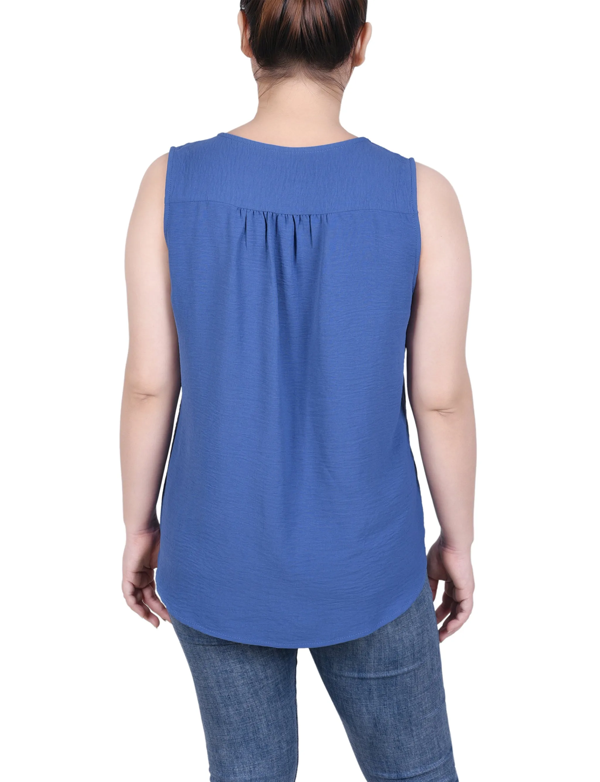 Petite Sleeveless Button Front Blouse