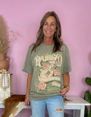 Raised On Country Music Vintage Wash Graphic Tee