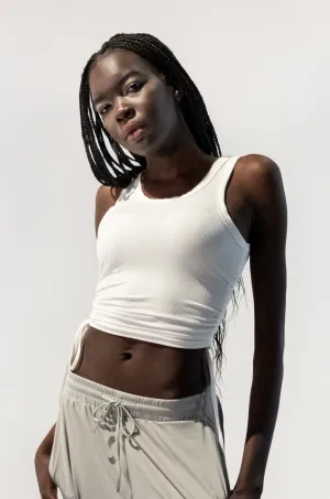 Ribbed Tank Top With Ruched Sides