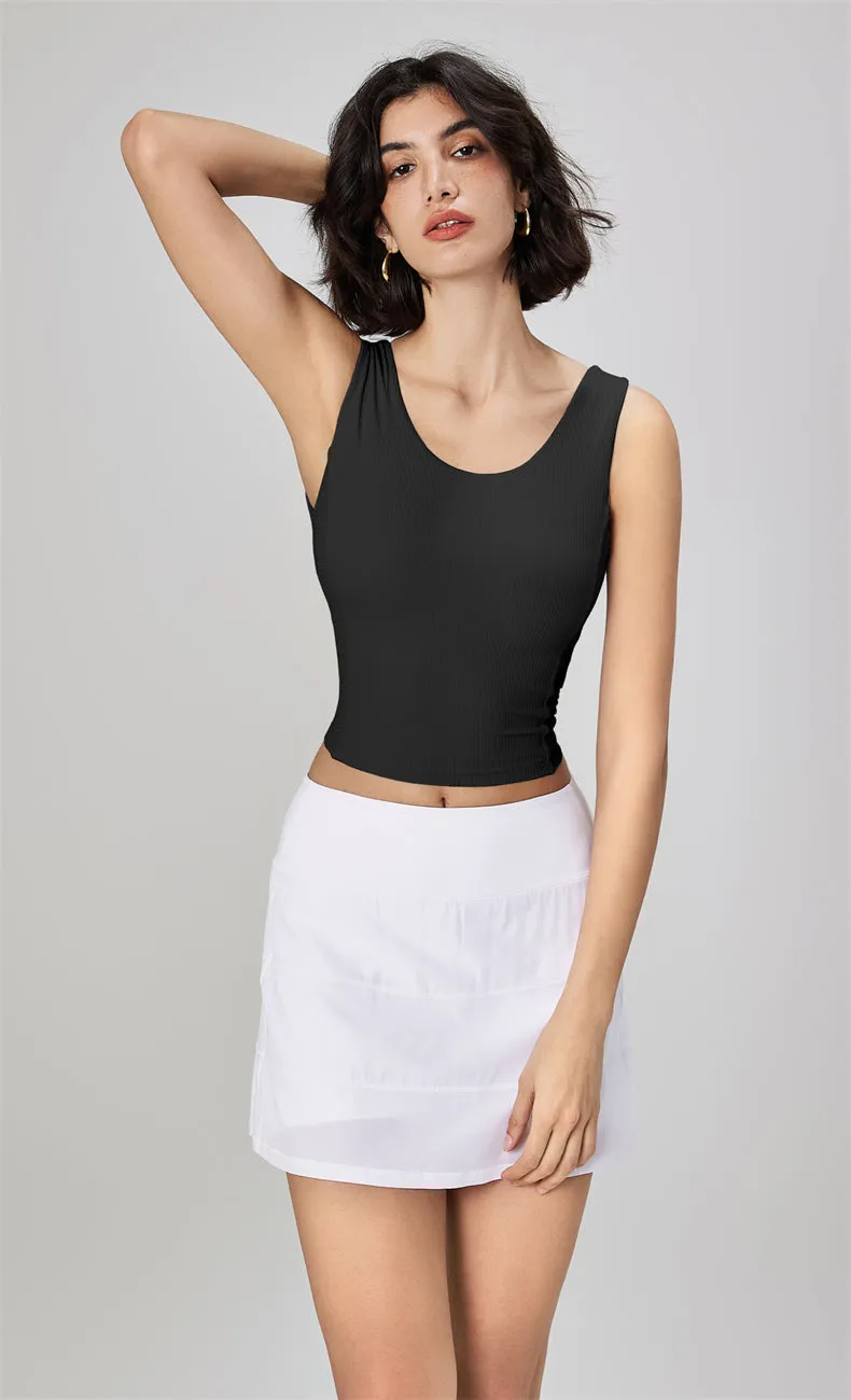 Selena Ribbed Open Back Tank Top