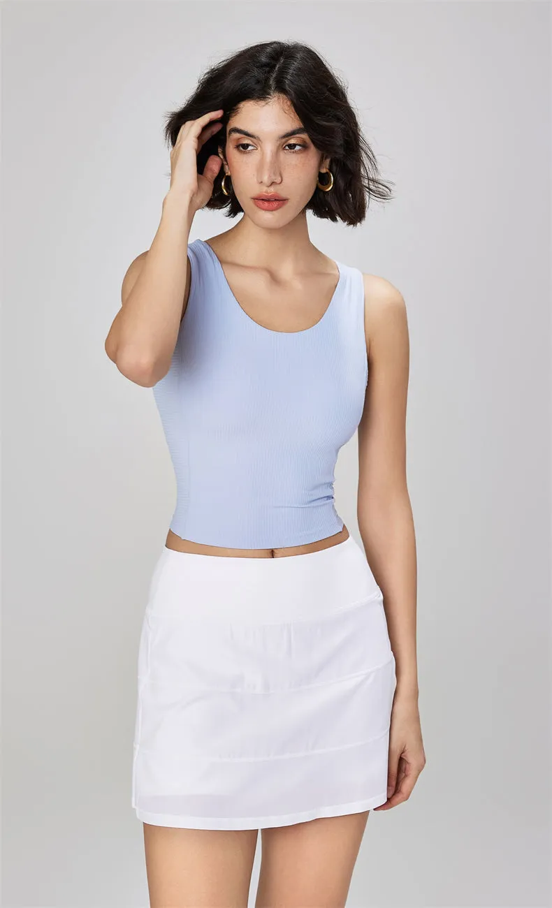 Selena Ribbed Open Back Tank Top