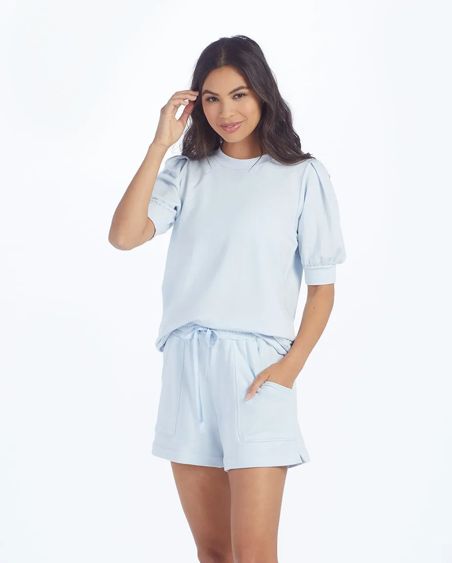 The Softest French Terry Puff Short Sleeve Top - Powder Blue