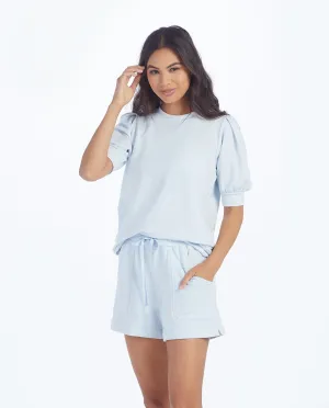 The Softest French Terry Puff Short Sleeve Top - Powder Blue