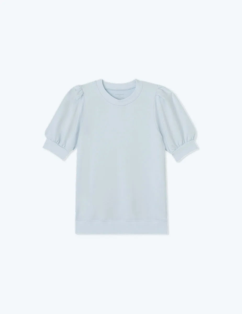 The Softest French Terry Puff Short Sleeve Top - Powder Blue