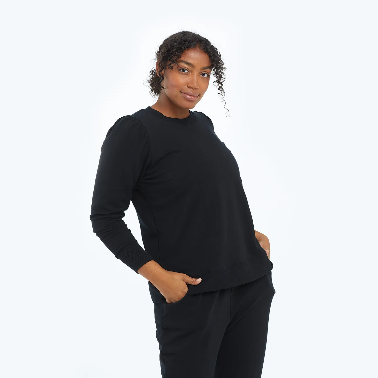 The Softest French Terry Puff Sleeve Pullover - Main