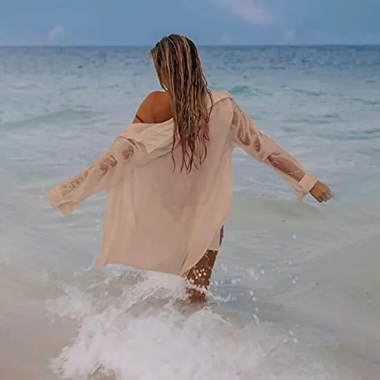 Women's Long Sleeve Beach Shirt Blouse
